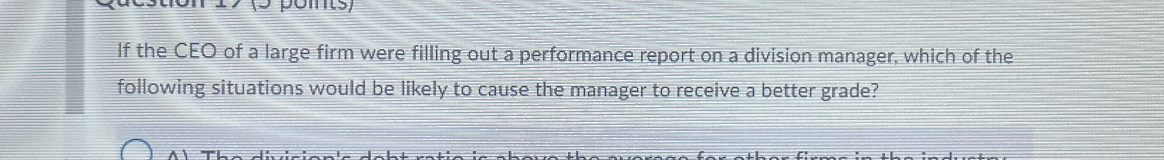 Solved If the CEO of a large firm were filling out a | Chegg.com