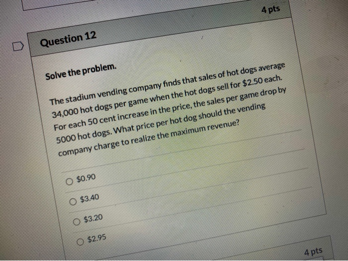 Solved 4 pts Question 12 Solve the problem. The stadium | Chegg.com