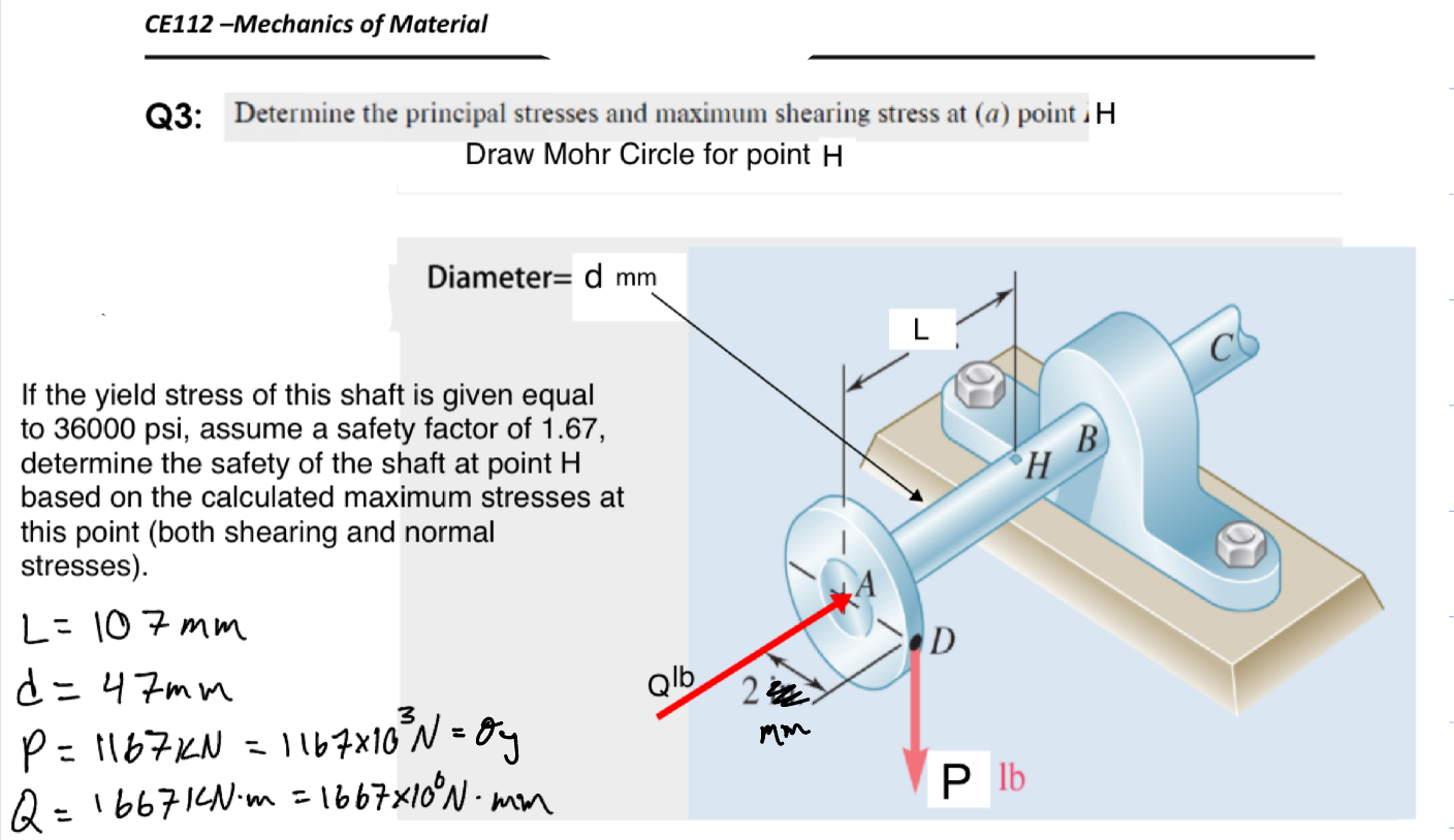 Solved Q3: Determine the principal stresses and maximum | Chegg.com