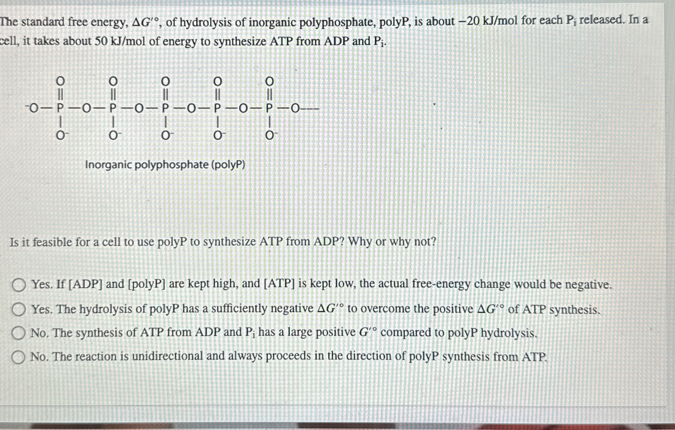 Solved The standard free energy, ΔG'@, ﻿of hydrolysis of | Chegg.com