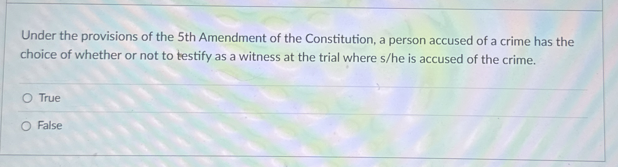 Solved Under the provisions of the 5th Amendment of the | Chegg.com