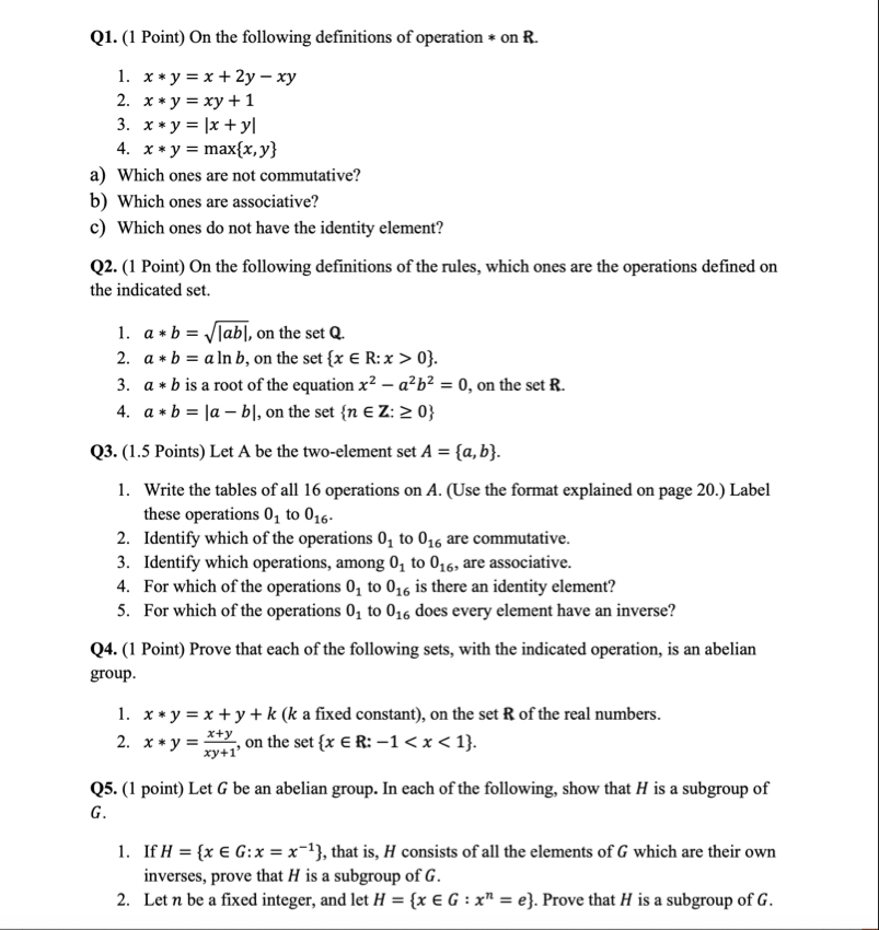Solved Q1. (1 ﻿Point) ﻿On the following definitions of | Chegg.com