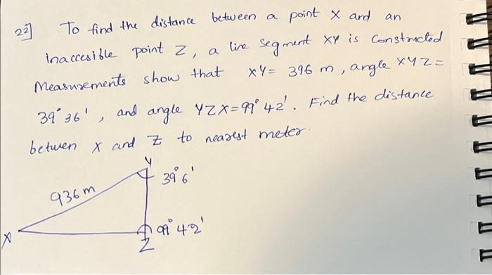 Solved 22] To find the distance between a point X and an | Chegg.com