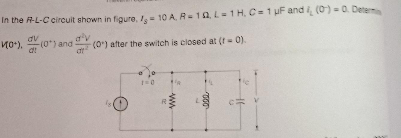 Solved In the R-L-C circuit shown in figure, 15 = 10 A, R = | Chegg.com