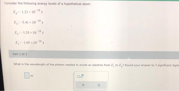 Solved Consider The Following Energy Levels Of A | Chegg.com