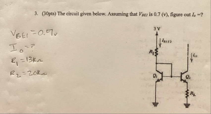 Solved ( 30 ﻿pts ) ﻿The circuit given below. Assuming that | Chegg.com