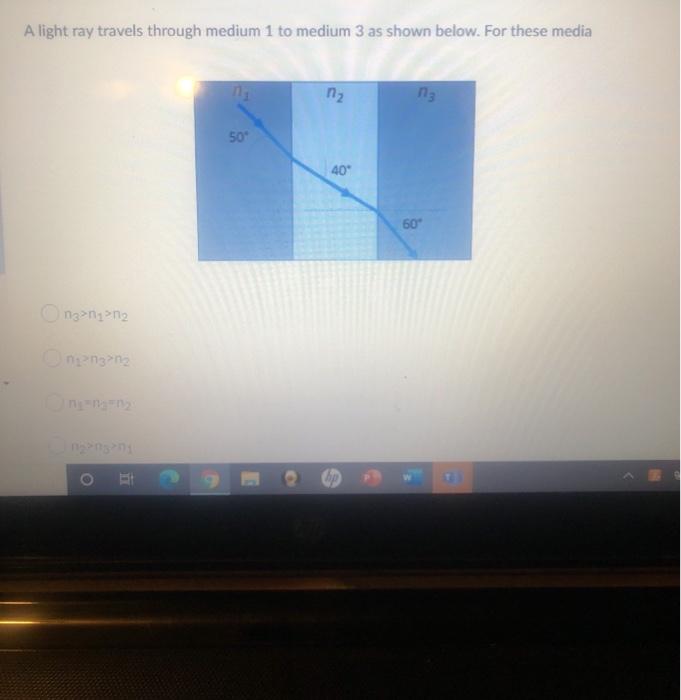 Solved A light ray travels through medium 1 to medium 3 as | Chegg.com