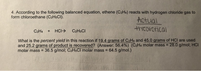 Solved 4. According to the following balanced equation Chegg