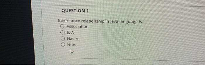Solved QUESTION 1 Inheritance relationship in Java language | Chegg.com