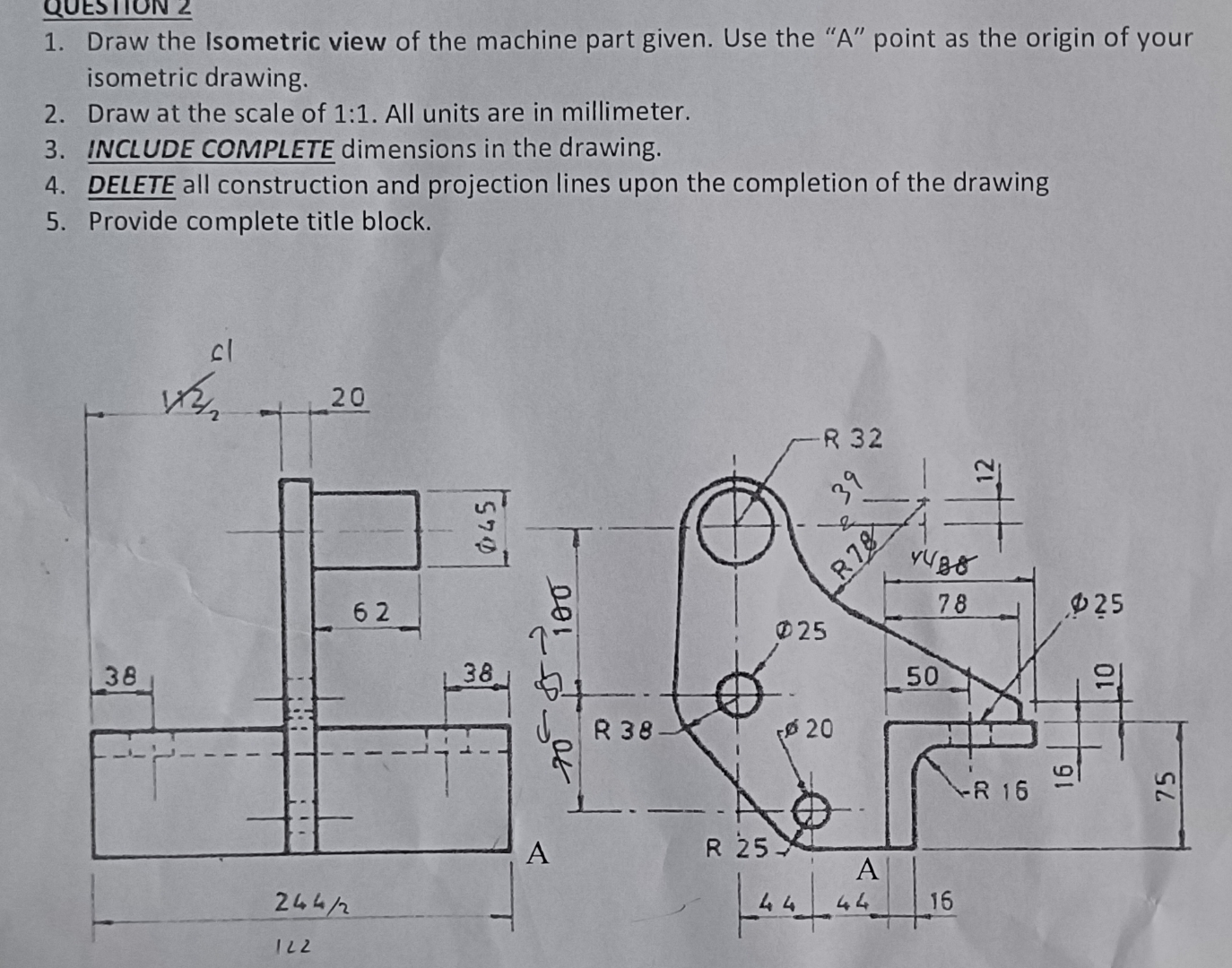 Isometric Machine View Solved Draw the Isometric view of the machine part given. | Chegg.com