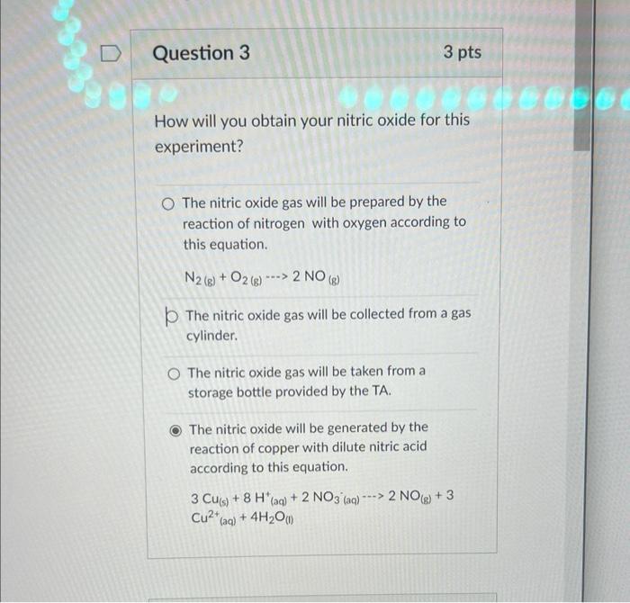 Solved How will you obtain your nitric oxide for this