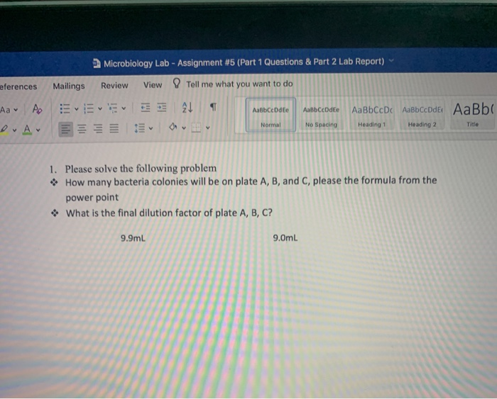 Solved Microbiology Lab - Assignment #5 (Part 1 Questions & | Chegg.com