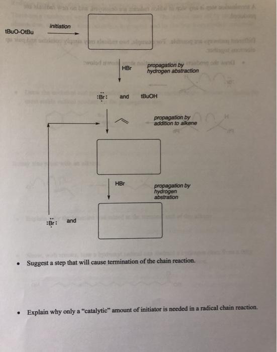 Solved initiation tBuO-OtBu HBr propagation by hydrogen | Chegg.com
