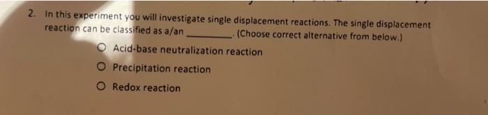 single displacement reaction lab experiment