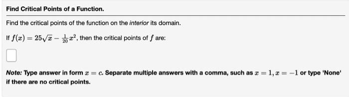 Solved Find the critical points of the function on the | Chegg.com