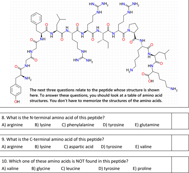 Solved 8. ﻿What is the N -terminal amino acid of this | Chegg.com