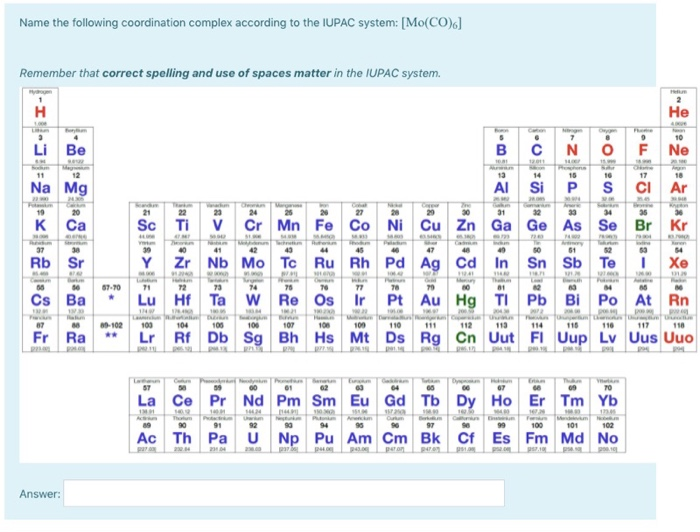 Solved Name the following coordination complex according to | Chegg.com