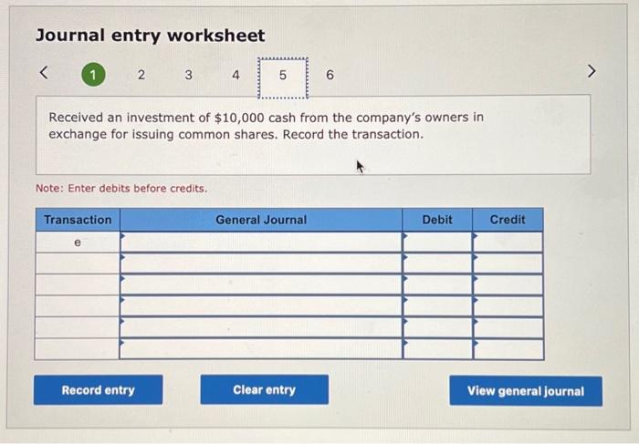 Solved Journal entry worksheet Received an investment of | Chegg.com