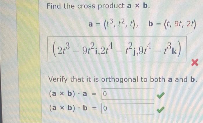 Solved Find The Cross Product A×b. | Chegg.com