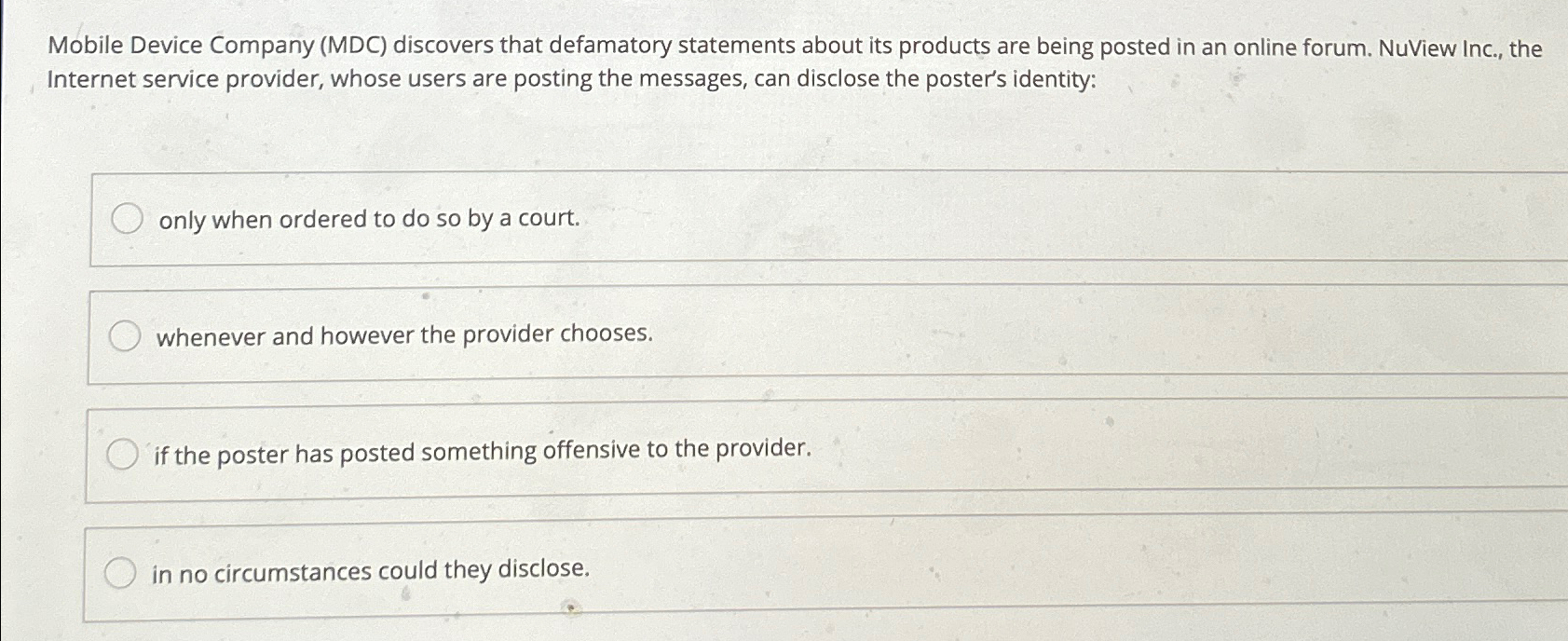 Solved Mobile Device Company (MDC) ﻿discovers that