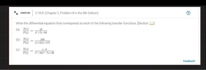 Solved Write the differential equation that corresponds to | Chegg.com