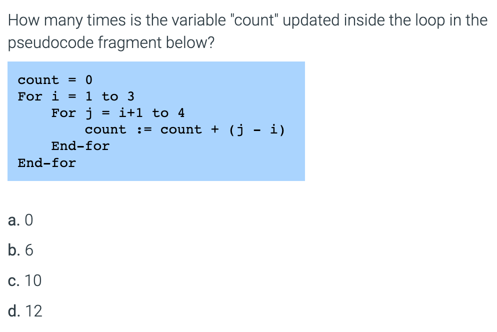 Count Variables Solved How many times is the variable