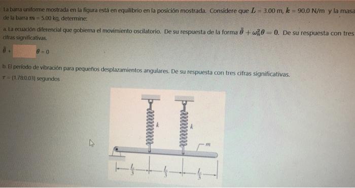 Resuelto La Barra Uniforme Mostrada En La Figura Está En | Chegg.com.mx