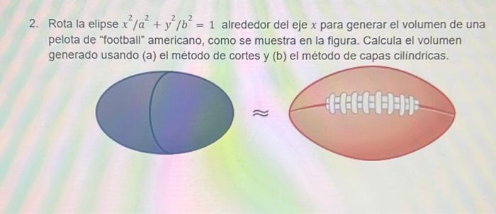 2. Rota La Elipse X2/a2+y2/b2=1 Alrededor Del Eje X | Chegg.com