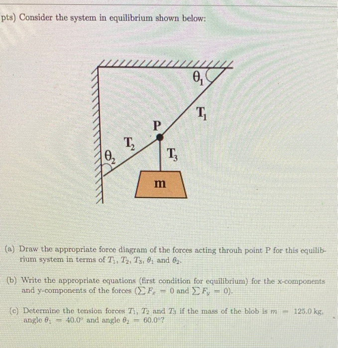 Solved pts) Consider the system in equilibrium shown below: | Chegg.com