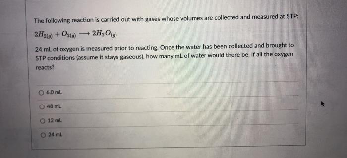 Solved The following reaction is carried out with gases | Chegg.com