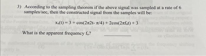 Solved According to the sampling theorem if the above signal | Chegg.com