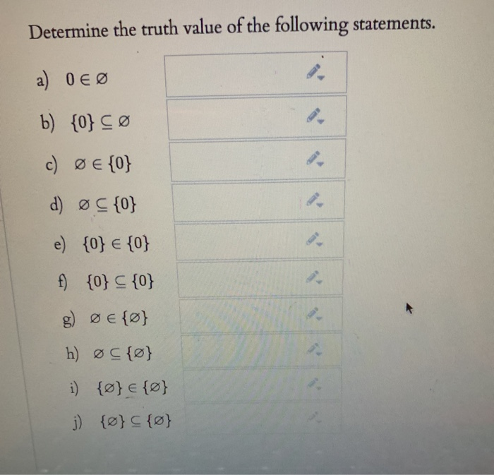 Solved Determine The Truth Value Of The Following Stateme Chegg Com