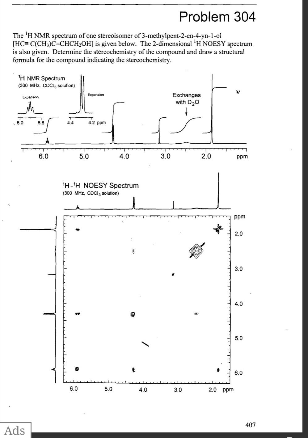 Solved The 1h Nmr Spectrum Of One Stereoisomer Of