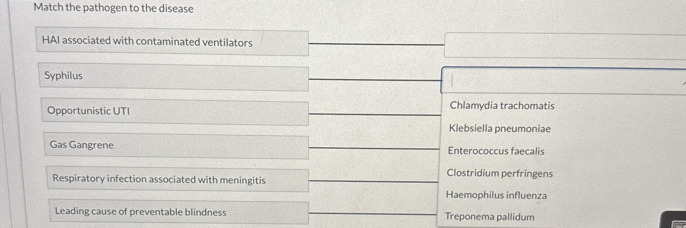 Solved Match the pathogen to the diseaseHAl associated with | Chegg.com