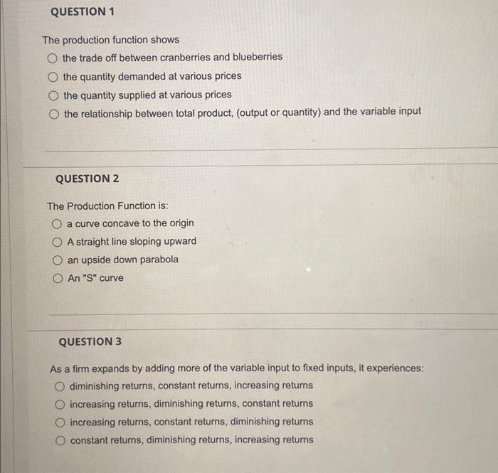 Solved QUESTION 1 The production function shows the trade | Chegg.com