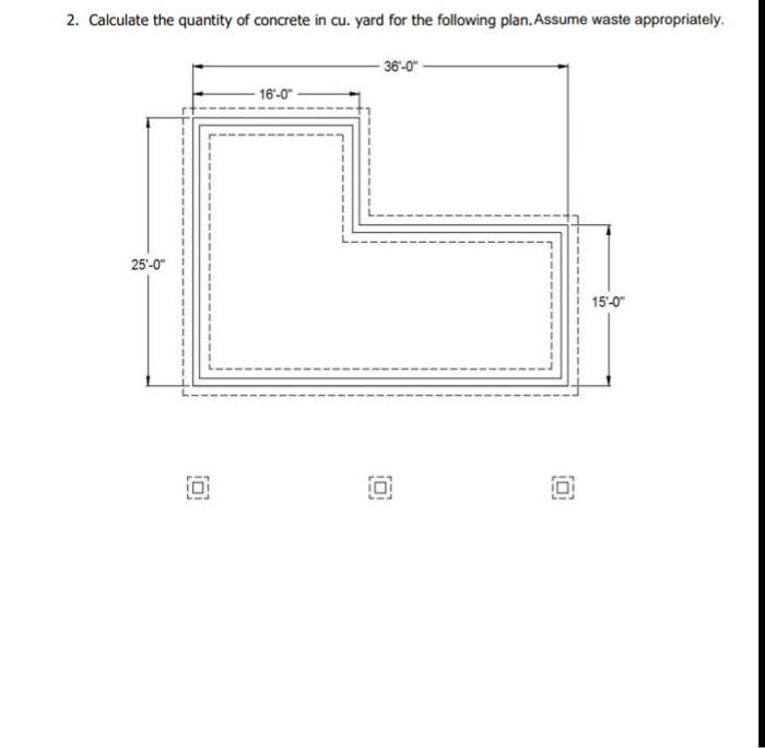 Solved 2. Calculate the quantity of concrete in cu. yard for | Chegg.com