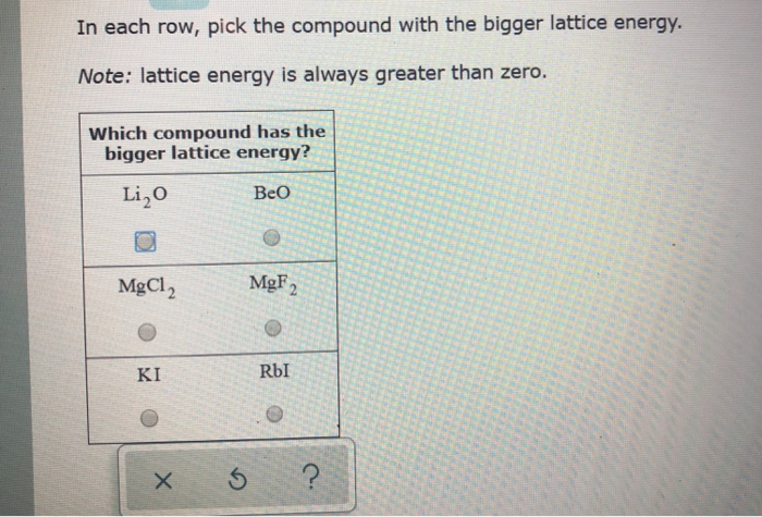 Solved In Each Row, Pick The Compound With The Bigger Lat