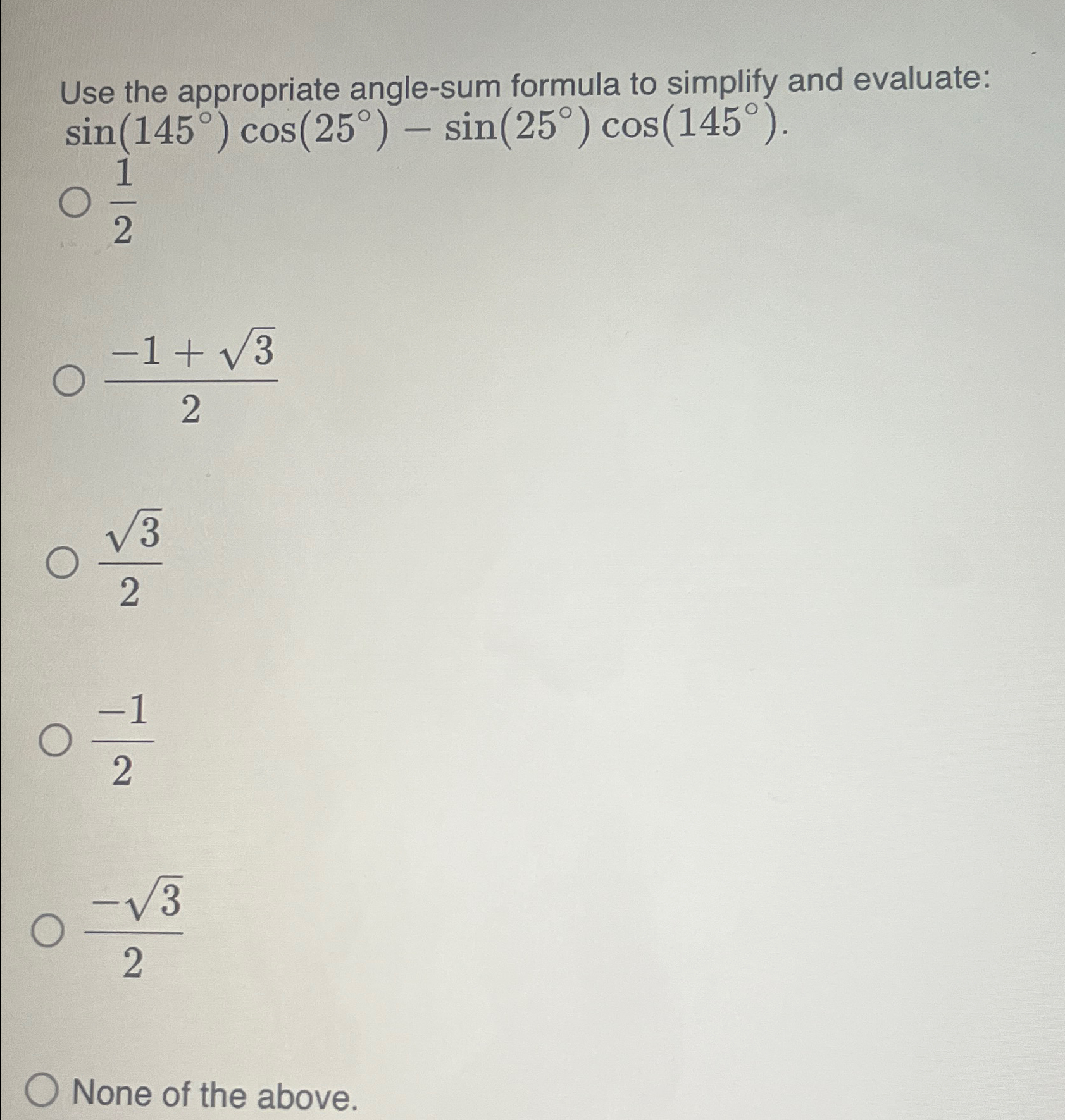 Solved use the appropriate angle sum formula to simplify and chegg