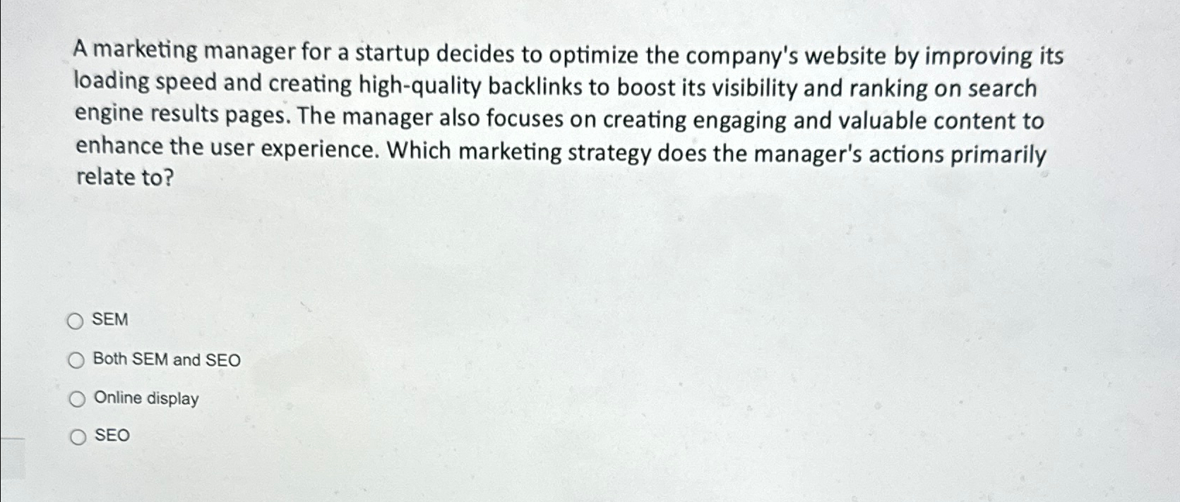 Solved A marketing manager for a startup decides to optimize | Chegg.com