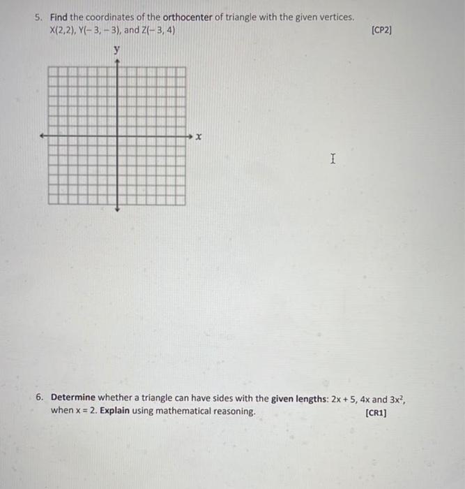 Solved 5. Find the coordinates of the orthocenter of | Chegg.com