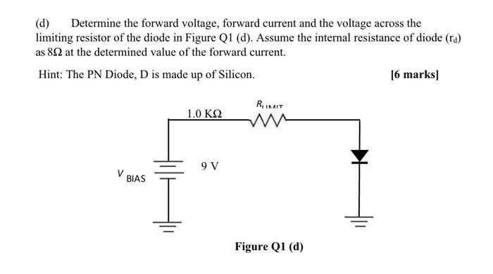 Solved (d) Determine the forward voltage, forward current | Chegg.com