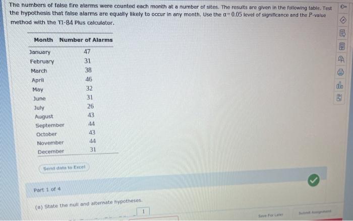 Solved The numbers of false fire alarms were counted each