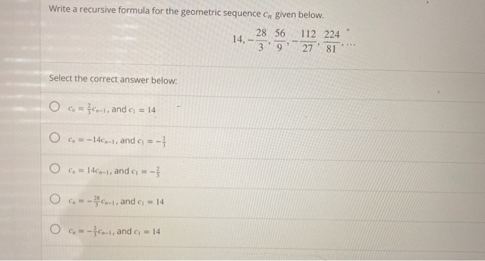 recursive formula for this geometric sequence