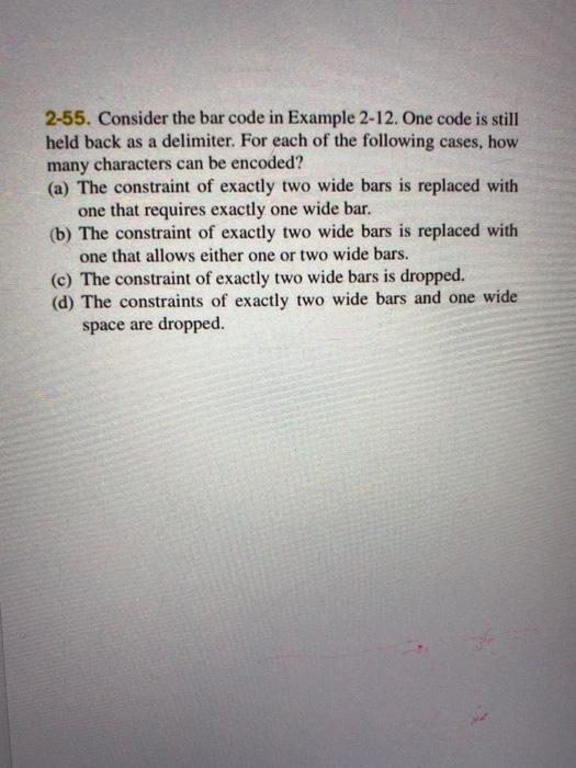 Solved 2-55. Consider the bar code in Example 2-12. One code | Chegg.com