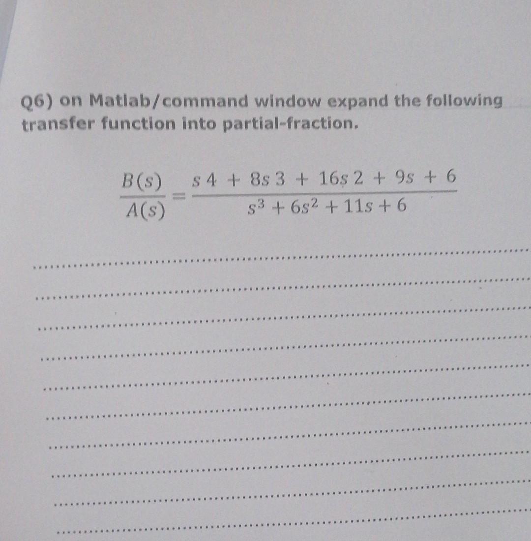 Q6) on Matlab/command window expand the following | Chegg.com