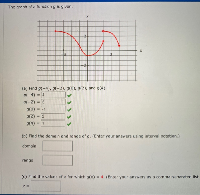 Solved The graph of a function g is given. у 3 3 X 3 -3 =4 | Chegg.com