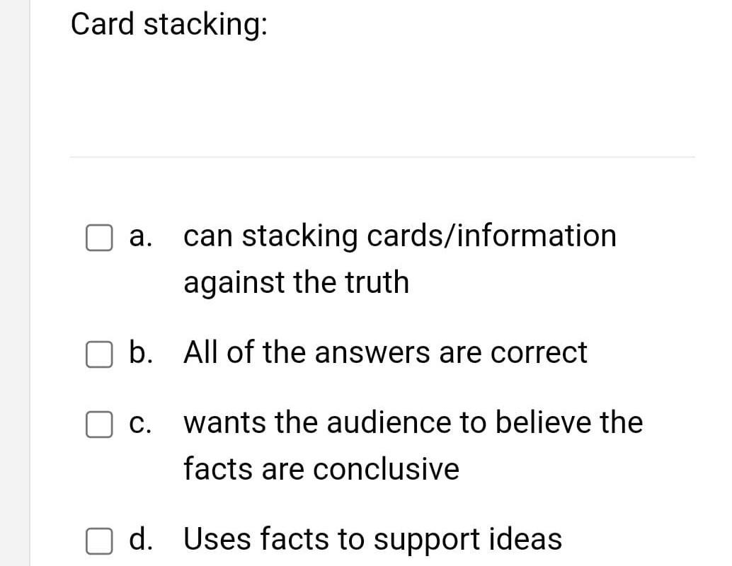 Solved Card stacking a. can stacking cards/information
