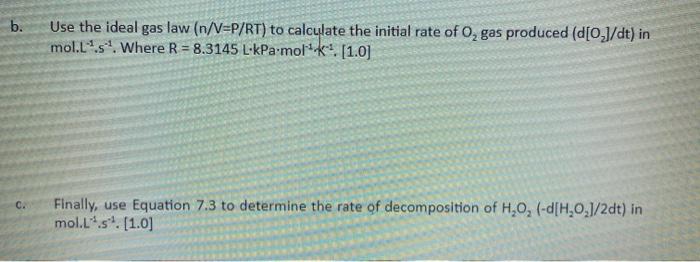 Table 7 2 The Effect Of Ho On The Initial Rate Chegg Com