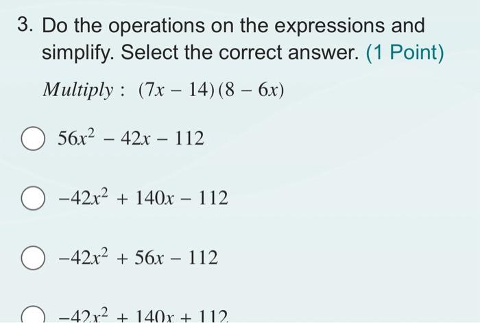 Solved 3. Do the operations on the expressions and simplify. | Chegg.com