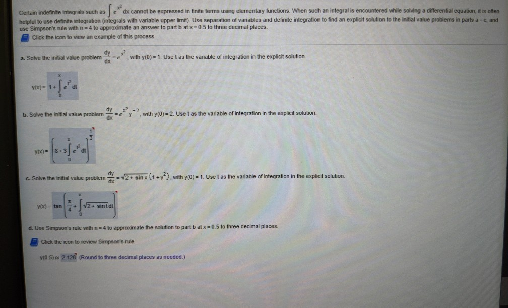 Solved Asse Certain Indefinite Integrals Such As Dx Cannot 1634